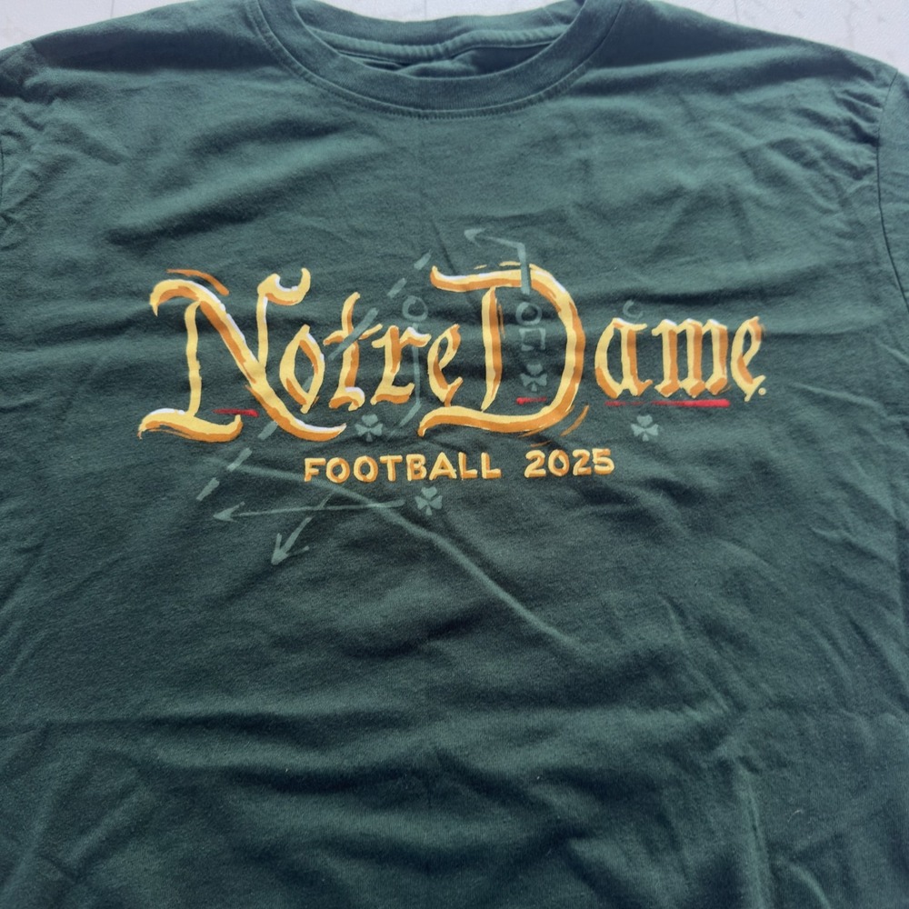Notre Dame Football 2025 The Shirt Mens Large Green Sing Her Glory Graphic Tee